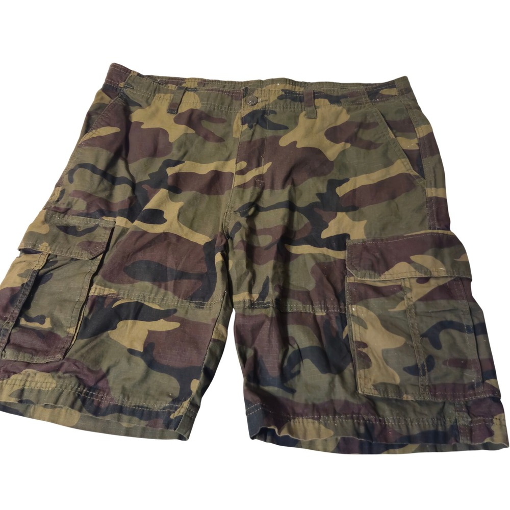 CSG Cargo Shorts Men 40 Green Camo Ripstop Multi Pocket‎ Casual Outdoor